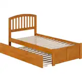 Richmond Twin Platform Bed w/ Footboard & Twin Trundle in Toffee Wood