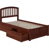 Richmond Twin Platform Bed w/ Footboard & 2 Drawers in Walnut Wood