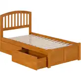 Richmond Twin Platform Bed w/ Footboard & 2 Drawers in Toffee Wood
