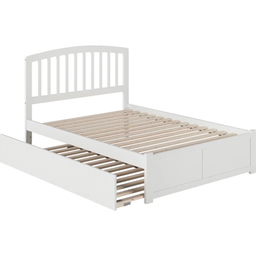 Richmond Full Platform Bed w/ Footboard & Twin Trundle in White Wood