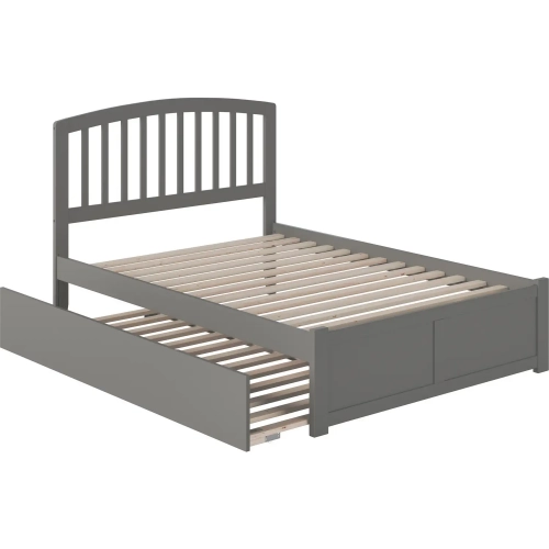 Richmond Full Platform Bed w/ Footboard & Twin Trundle in Grey Wood