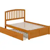 Richmond Full Platform Bed w/ Footboard & Twin Trundle in Toffee Wood