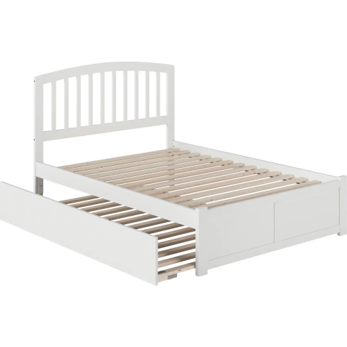 Richmond Full Platform Bed w/ Footboard & Full Trundle in White Wood
