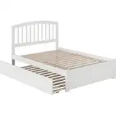 Richmond Full Platform Bed w/ Footboard & Full Trundle in White Wood
