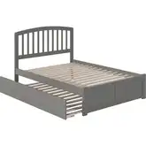 Richmond Full Platform Bed w/ Footboard & Full Trundle in Grey Wood