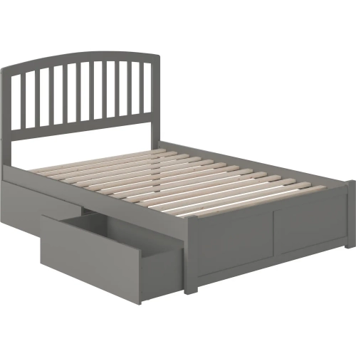 Richmond Full Platform Bed w/ Footboard & 2 Drawers in Grey Wood