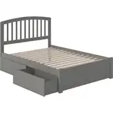 Richmond Full Platform Bed w/ Footboard & 2 Drawers in Grey Wood