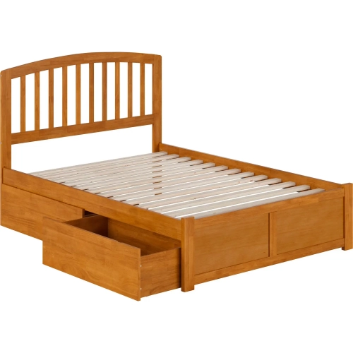Richmond Full Platform Bed w/ Footboard & 2 Drawers in Toffee Wood
