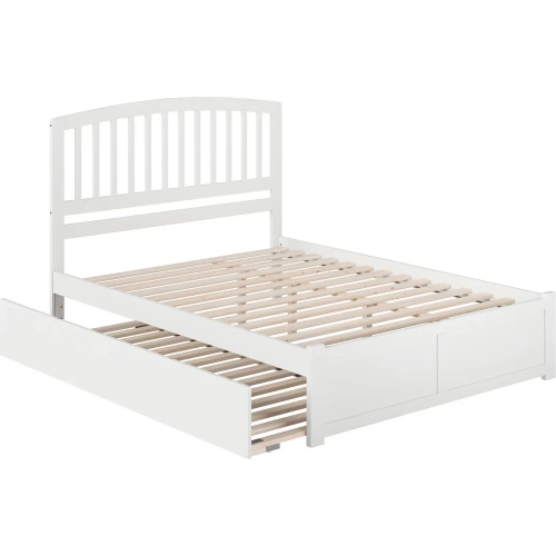 Richmond Queen Platform Bed w/ Footboard & Twin XL Trundle in White Wood