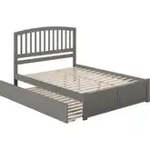 Richmond Queen Platform Bed w/ Footboard & Twin XL Trundle in Grey Wood