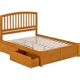 Richmond Queen Platform Bed w/ Footboard & 2 Drawers in Toffee Wood