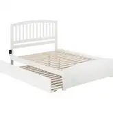 Richmond Queen Platform Bed, Match Footboard, Turbo Charger & Twin XL Trundle in White