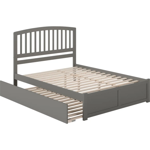 Richmond King Platform Bed w/ Footboard & Twin XL Trundle in Grey Wood