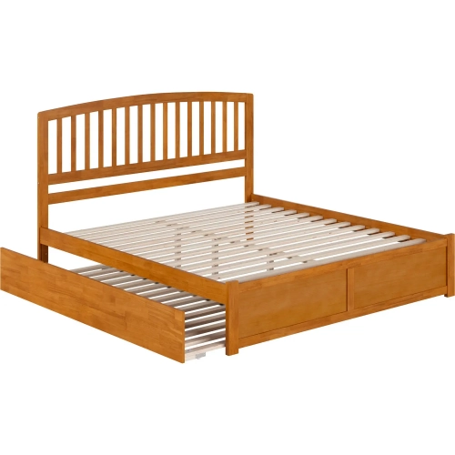 Richmond King Platform Bed w/ Footboard & Twin XL Trundle in Toffee Wood