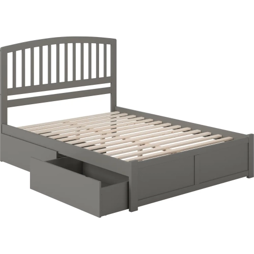 Richmond King Platform Bed w/ Footboard & 2 Drawers in Grey Wood