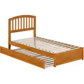 Lucia Twin XL Platform Bed w/ Panel Footboard & Twin XL Trundle in Toffee Wood