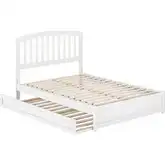 Lucia Full Platform Bed w/ Panel Footboard & Twin Trundle in White Wood
