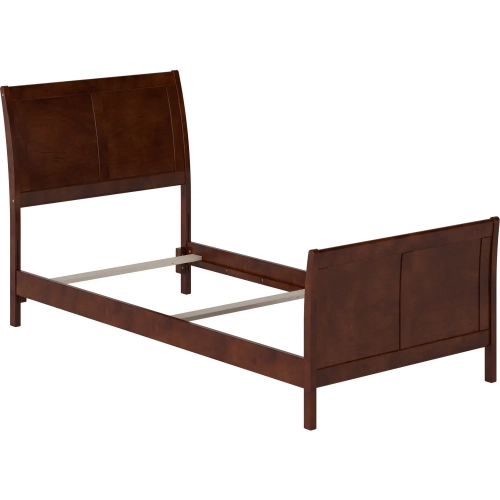 Portland Twin XL Foundation Bed w/ Footboard in Walnut Wood