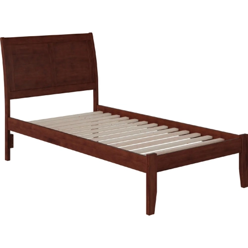 Portland Twin Bed with Open Foot Rail in Antique Walnut