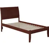 Portland Twin Bed with Open Foot Rail in Antique Walnut