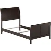 Portland Twin Foundation Bed w/ Footboard in Espresso Wood