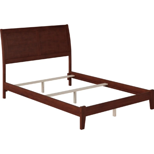 Portland Full Bed with Open Footboard & Turbo Charger in Walnut Finish