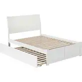 Portland Full Bed with Flat Panel Footboard & Urban Trundle in White
