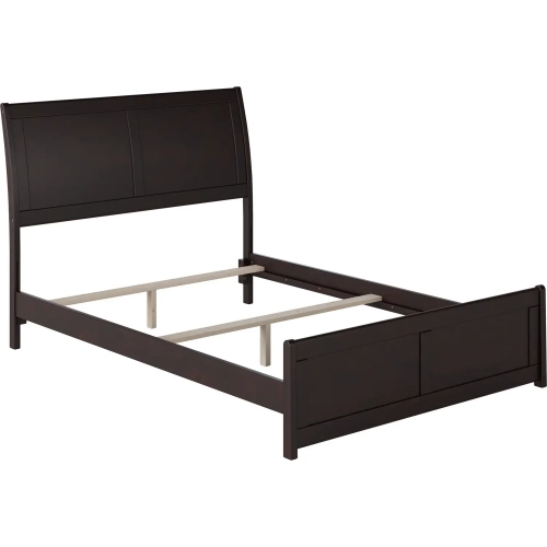 Portland Full Foundation Bed w/ Footboard in Espresso Wood