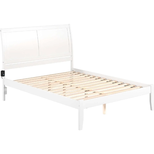 Portland Queen Platform Bed in White Finish Wood