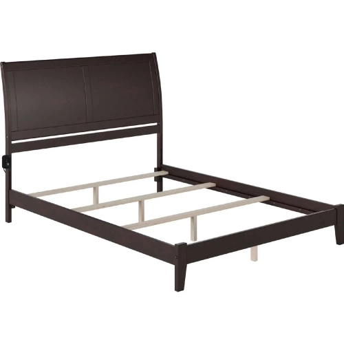 Portland Queen Bed with Open Footboard & Turbo Charger in Espresso