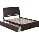 Portland Queen Platform Bed, Footboard, Turbo Charger & Twin XL Trundle in Espresso