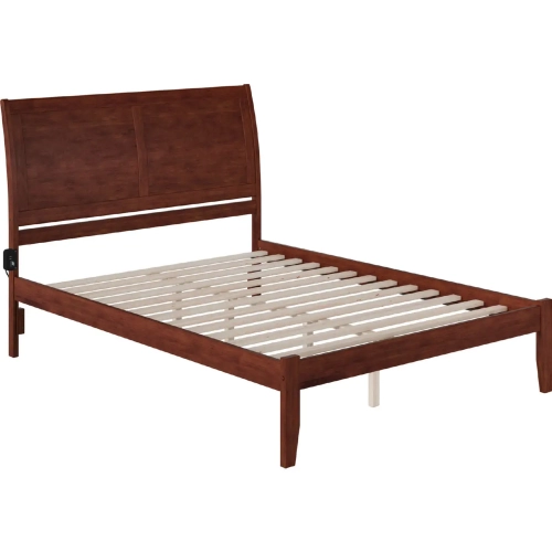Portland King Bed with Open Footrail in Antique Walnut