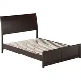 Valencia Full Low Profile Sleigh Platform Bed w/ Footboard in Espresso Wood