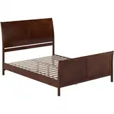 Valencia Queen Low Profile Sleigh Platform Bed w/ Footboard in Walnut Wood