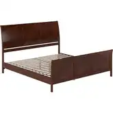Valencia King Low Profile Sleigh Platform Bed w/ Footboard in Walnut Wood