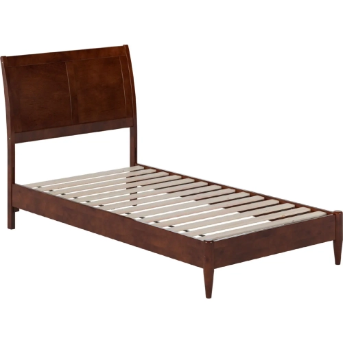 Valencia Twin Low Profile Sleigh Platform Bed in Walnut Finish Wood