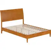 Valencia Full Low Profile Sleigh Platform Bed in Light Toffee Finish Wood