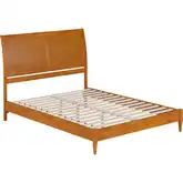 Valencia Queen Low Profile Sleigh Platform Bed in Light Toffee Finish Wood