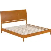 Valencia King Low Profile Sleigh Platform Bed in Light Toffee Finish Wood