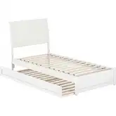 Andorra Twin XL Platform Bed with Panel Footboard, Twin XL Trundle & Charging in White