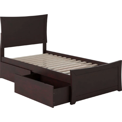 Metro Twin XL Bed with Matching Footboard & 2 Urban Bed Drawers in Espresso