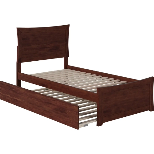 Metro Twin Bed with Matching Footboard & Urban Trundle Bed in Walnut