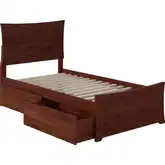 Metro Twin Bed with Matching Footboard & 2 Urban Bed Drawers in Walnut