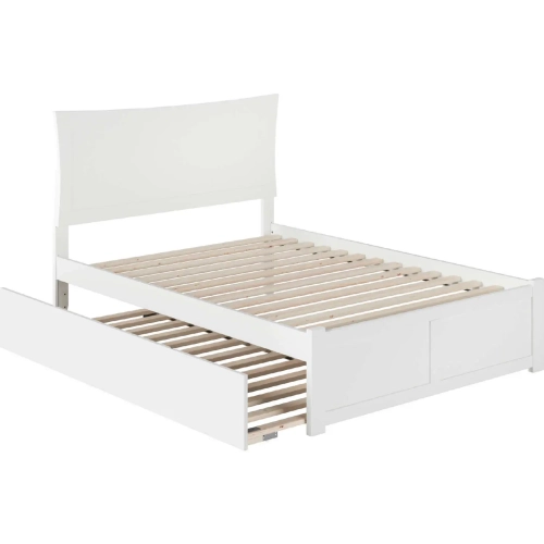 Metro Full Bed with Flat Panel Footboard & Urban Trundle in White