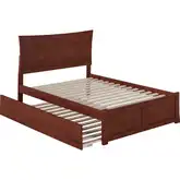 Metro Full Platform Bed with Flat Panel Foot Board & Full Urban Trundle in Walnut
