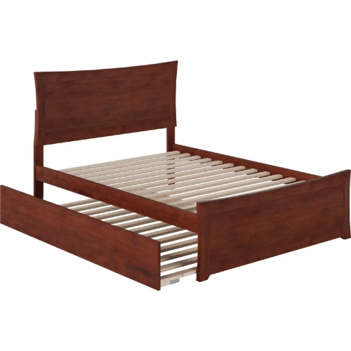 Metro Full Platform Bed with Matching Foot Board & Full Urban Trundle in Walnut
