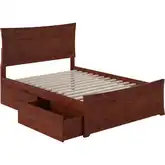 Metro Full Bed with Matching Footboard & 2 Urban Bed Drawers in Walnut
