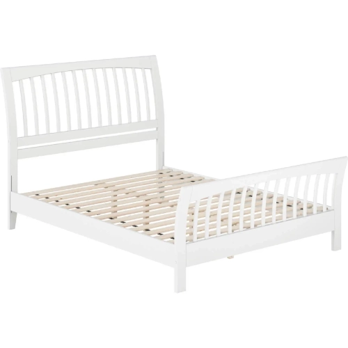 Orleans Queen Low Profile Platform Bed with Matching Footboard in White Wood