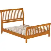 Orleans Queen Low Profile Platform Bed with Matching Footboard in Light Toffee Wood