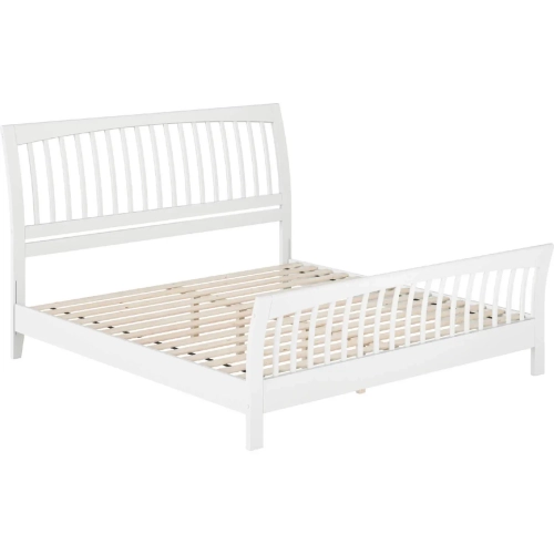 Orleans King Low Profile Platform Bed with Matching Footboard in White Wood